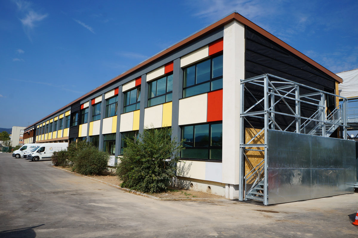 chantier Zolpan biosourcé façade et ITE groupe scolaire Brant à Colmart