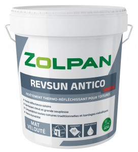 Revsun Antico Zolpan, cool roof, peinture toiture réfléchissante