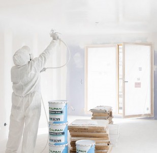 Application pulvérisateur Acrimax Dual, peinture intérieure Zolpan pour grands chantiers intérieurs, écolabel, certifiée A+, FDES disponible