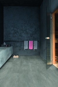 sol vinyle salle de bains effet béton