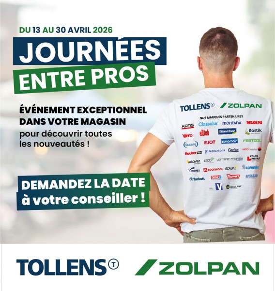 Journ&eacute;e entre PROS : promotions peinture Tollens Zolpan et mat&eacute;riel pour les professionnels