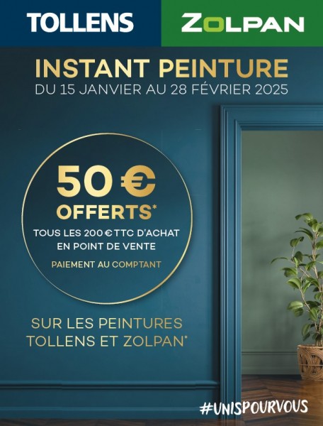 Promotion peinture ZOLPAN TOLLENS en magasin de peinture ZOLPAN TOLLENS
