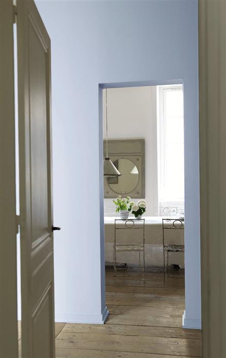 Entrée / Couloir ou Salle à manger réalisé(e)s avec de la peinture intérieure dans les tons de bleus et marrons